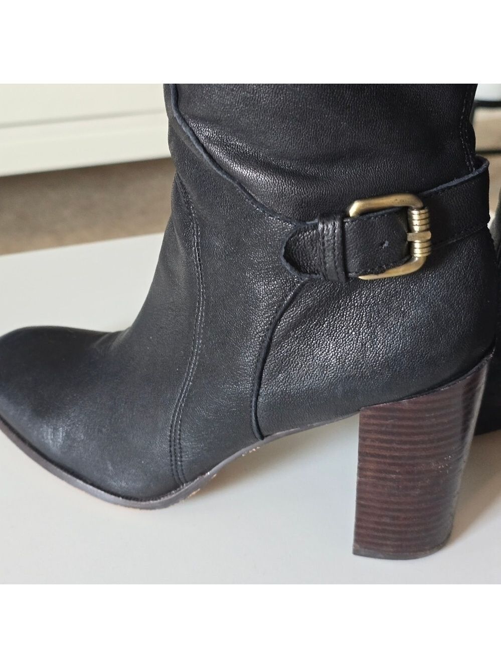 Sam Edelman Lucy Soft  Black Leather Knee-High Riding Boots Size 10 - Picture 11 of 14